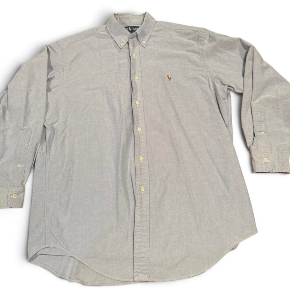 Ralph Lauren Men’s 16–34 Gray/Blue Oxford Button-Down Shirt